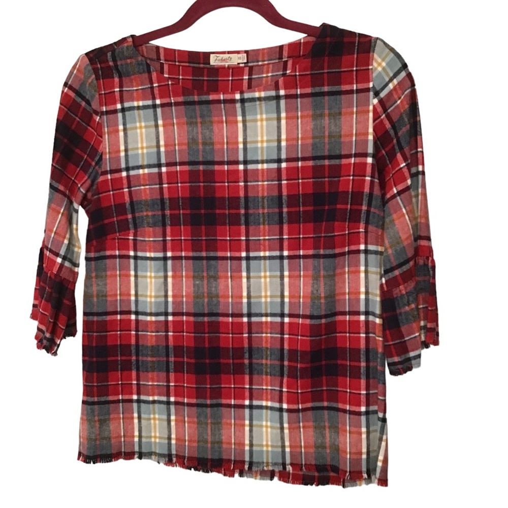 Faherty Soft Plaid red flannel top XS
